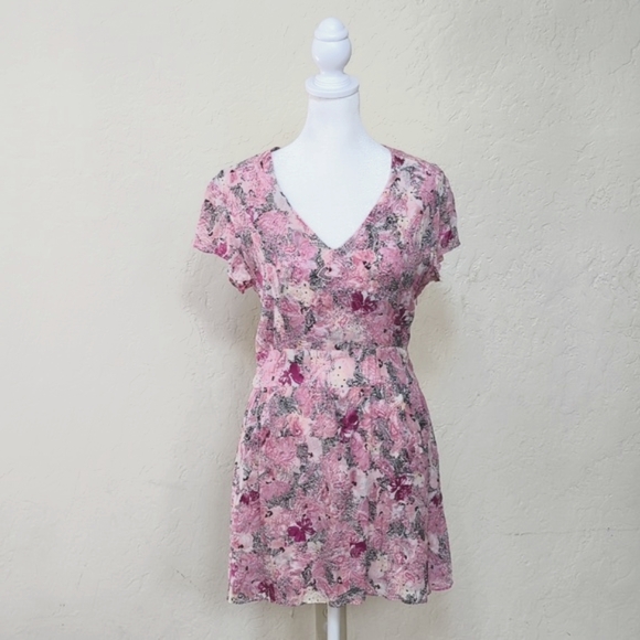 The Kooples Printed Pink Floral Mini Dress Size 1 (US 4) - Picture 3 of 9